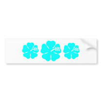 Aqua hibiscus flower bumper sticker