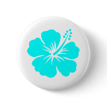 Aqua hibiscus flower design pinback button