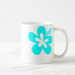 Aqua hibiscus flower design mugs