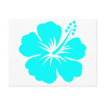 Aqua hibiscus flower design postcard