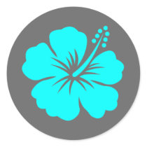 Aqua hibiscus flower design stickers