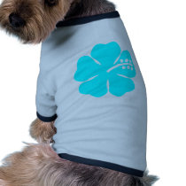 Aqua hibiscus flower dog t shirt
