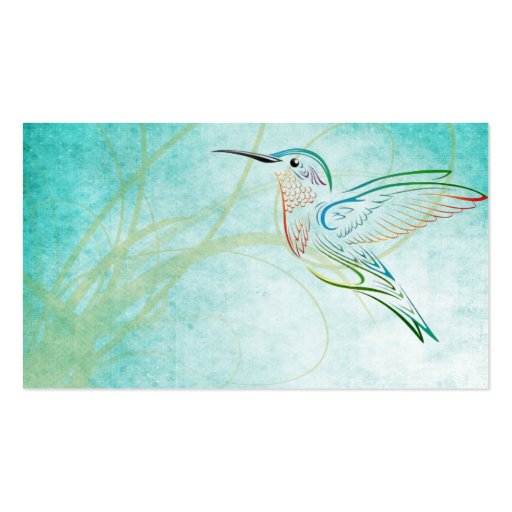 Aqua Hummingbird Watercolor Wedding Place Cards Business Card (back side)