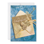 Aqua ivory engagement beach theme personalized announcement