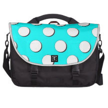Aqua Large White Polka Dots Laptop Bag