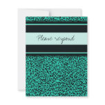 Aqua Leopard Print Wedding RSVP Cards Invitations