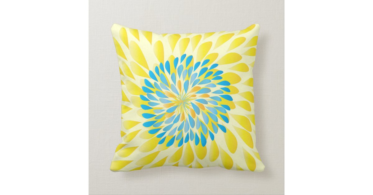 Aqua Lime and Yellow Modern Flower Floral Pillow Zazzle