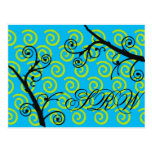 Aqua & Lime Twisty Swirls Postcard