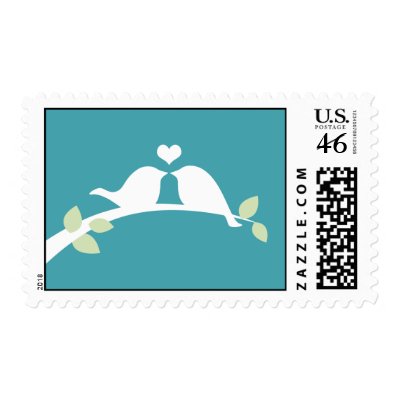 Aqua Love Birds Stamp