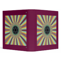 Aqua Magenta Sunburst Fractal 3 Ring Binder