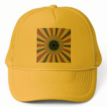 Aqua Magenta Sunburst Fractal Trucker Hat