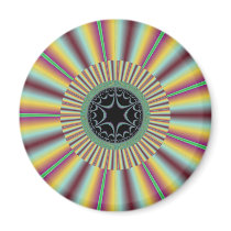 Aqua Magenta Sunburst Fractal Refrigerator Magnet