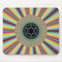 Aqua Magenta Sunburst Fractal Mouse Pad