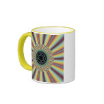 Aqua Magenta Sunburst Fractal Mugs