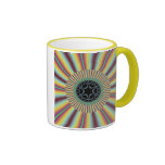 Aqua Magenta Sunburst Fractal Mugs
