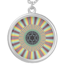 Aqua Magenta Sunburst Fractal Custom Jewelry