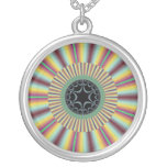 Aqua Magenta Sunburst Fractal Custom Jewelry