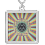 Aqua Magenta Sunburst Fractal Custom Jewelry