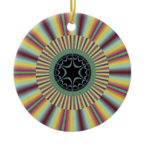 Aqua Magenta Sunburst Fractal Ornaments