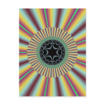 Aqua Magenta Sunburst Fractal Postcards