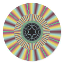 Aqua Magenta Sunburst Fractal Round Stickers