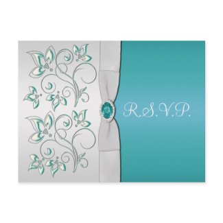 Aqua-marine and Silver R.S.V.P. Postcard postcard