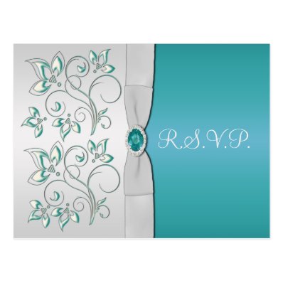 Aqua-marine and Silver R.S.V.P. Postcard