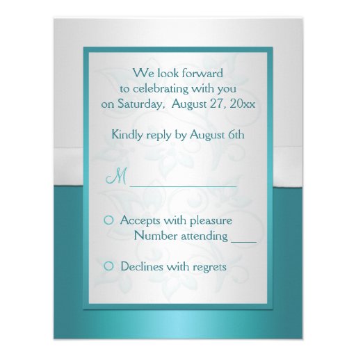 Aqua-marine and Silver Reply Card II Custom Invites