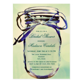 Aqua Mason Jar Bridal Shower Invitation POSTCARD