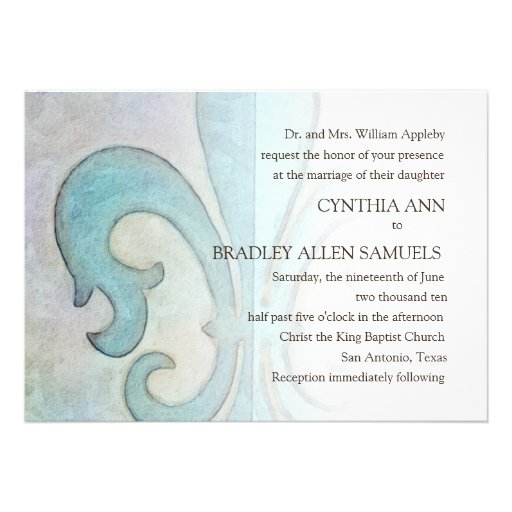 Aqua Mint Fleur de Lis Custom Invite