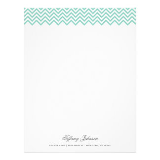 Aqua Modern Chevron Border Custom Letterhead