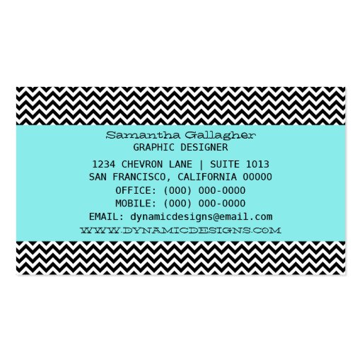 Aqua Modern Chevron Business Card (back side)