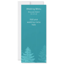 Aqua Modern Trees Winter Wedding Menu Card