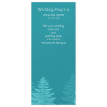 Aqua Modern Trees Winter Wedding Program Card
