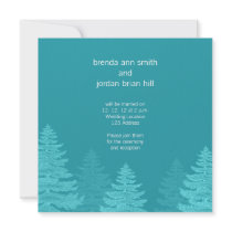 Aqua Modern Winter Trees Wedding Invitation