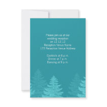Aqua Modern Winter Trees Wedding Reception Card