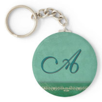 Aqua monogram - customize your own keychains