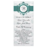 aqua monogram Wedding program Custom Rack Cards