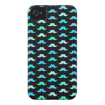 Aqua Mustaches Black iPhone 4 Cases
