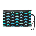Aqua Mustaches Black Wristlet