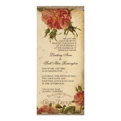 Aqua n Cream Vintage Eiffel Tower Rose Wedding Custom Invites