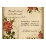 Aqua n Cream Vintage Eiffel Tower Rose Wedding Invitation