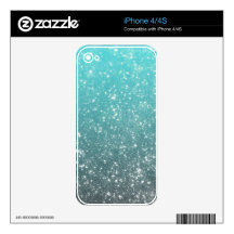 Aqua Ombre Glitter Skin For iPhone 4S