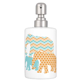 Aqua, Orange, White Elephants Bathroom Set