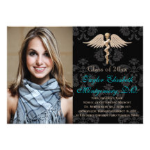 Aqua Osteopathic Medicine DO School Graduation Personalized Invitations