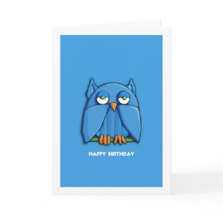 Aqua Owl aqua Birthday Card zazzle_card