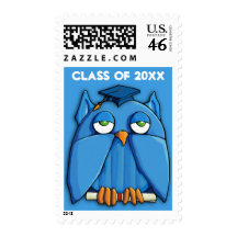 Aqua Owl aqua Grad Stamp