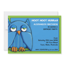 Aqua Owl aqua green Birthday Party invitation