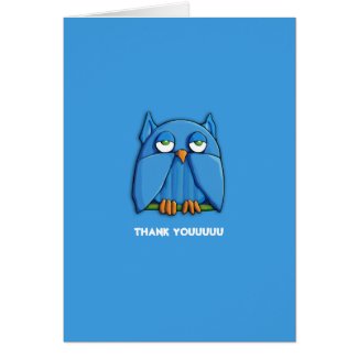 Aqua Owl aqua Thank You Note Card zazzle_card