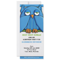 Aqua Owl Birthday Party 3 Invitation